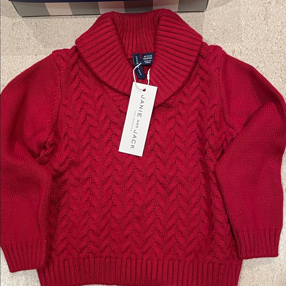 Janie and Jack Vibrant Red Knit Sweater
